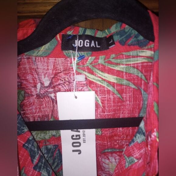 JOGAL Floral Hawaiian Casual Button Down Short Sleeve Shirt Size Large NWT - Picture 6 of 8